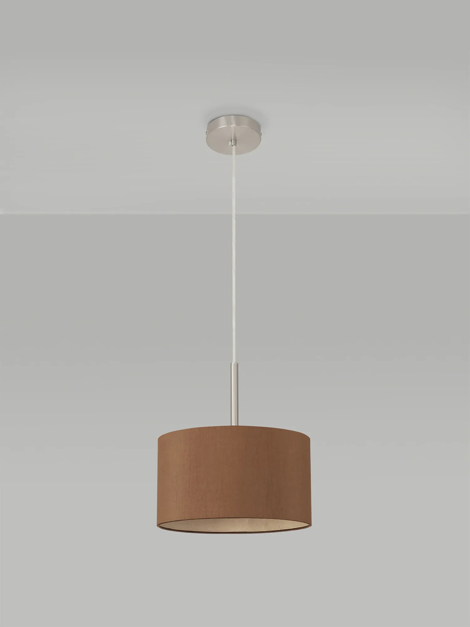 Baymont 30cm Pendant 1 Light Satin Nickel, Raw Cocoa/Grecian Bronze DK0282  Deco Baymont SN RC